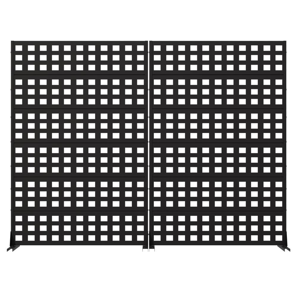 72 in. x 47 in. Black Metal Wall Sculptures Garden Fence Privacy Screen Garden Screen Panels Set for Patio price history on PriceWatchPro