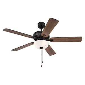 Gallant 52 in. Indoor/Covered Outdoor Matte Black Standard Mount Ceiling Fan with Light Kit and Pull Chain Control