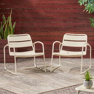 Cowan Matte White Metal Outdoor Dining Chair (2-Pack)
