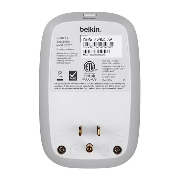 Belkin WeMo Switch de Wi-Fi F7C027-Blanco 