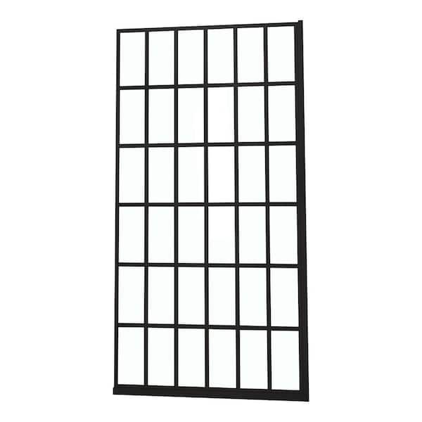 Boosicavelly 38.5 in. W x 72 in. H Fixed Framed Shower Door in Matte Black with Tempered Glass