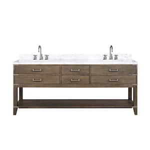 Irvington 80 in W x 22 in D Grey Oak Double Bath Vanity, Carrara Marble Top, and Faucet Set