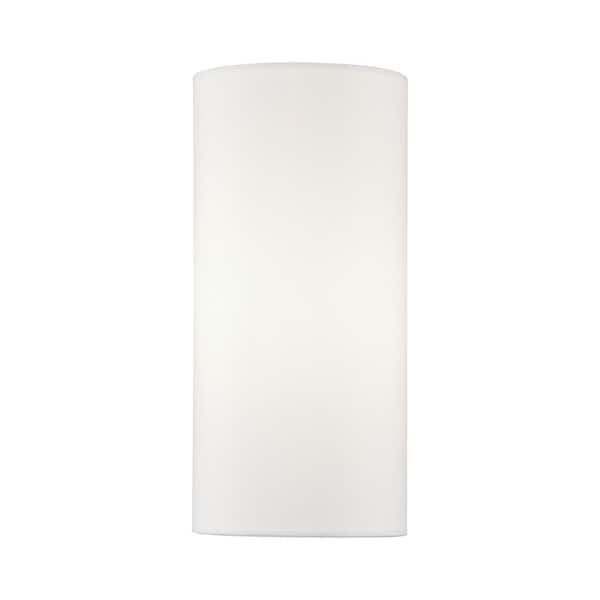 Manorwood 5 in. 1-Light White ADA Wall Sconce with Off-White Fabric Shade
