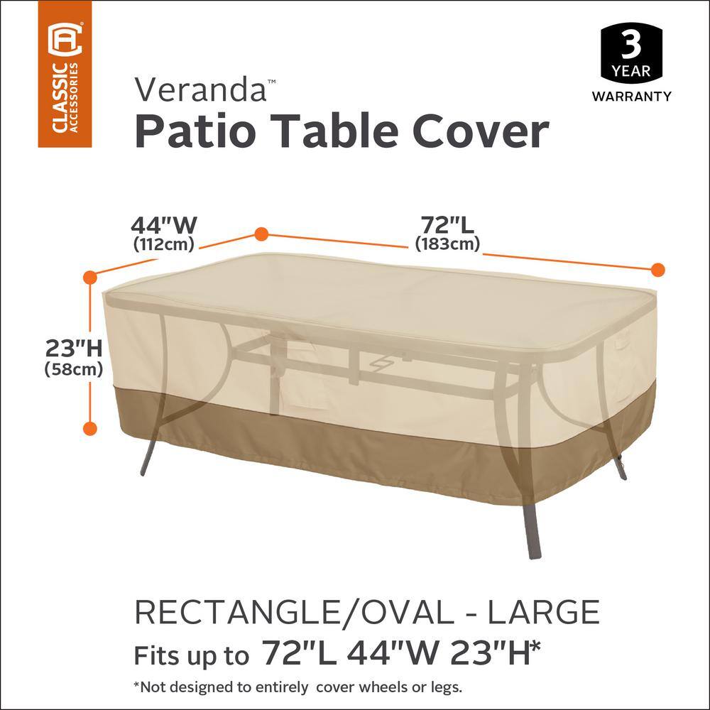 Tan and Brown Polyester Large Patio Table Cover with Handles