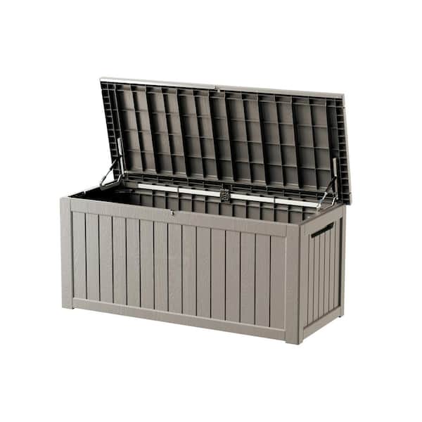 Decksplore 230 Gal. Gray Outdoor Resin Waterproof Deck Box with Lockable Lid