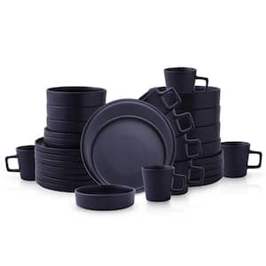 Cleo 32-Piece Dinnerware Set Stoneware, Service for 8, Dark Blue