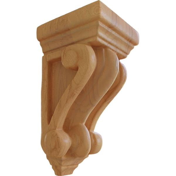 Ekena Millwork 2-1/4 in. x 2-1/4 in. x 4-1/4 in. Unfinished Wood Red Oak Devon Traditional Wood Corbel