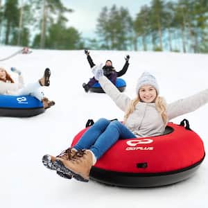 40 in. Inflatable Snow Tube for Sledding with Tire Pump & Tow Strap Red