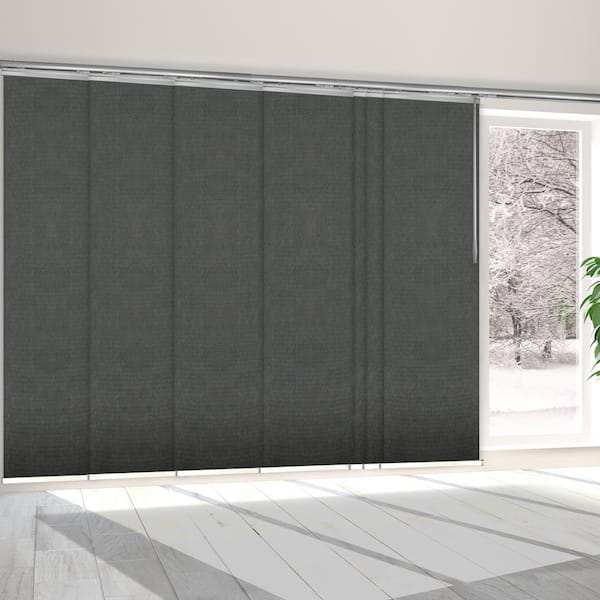 EMOH Nobel Gray 110 in. - 153 in. W x 94 in. L Adjustable 7- Panel Satin Nickel Single Rail Panel Track with 23.5 in. Slates