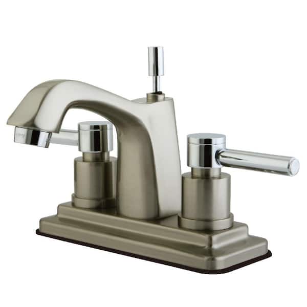 Kingston Brass Concord 4 in. Centerset 2-Handle Bathroom Faucet in Chrome and Brushed Nickel