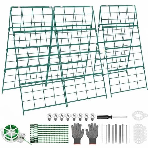 42 in. Coated Steel A Frame Trellis for Outdoor Climbing Plants Raised Beds Cucumber Trellis 2 Pack