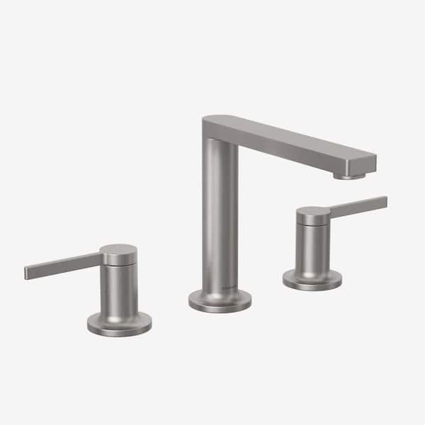 TINIAN 8 in. Widespread Double Handles Bathroom Faucet in Brushed Nickel Valve Included (1-Pack)
