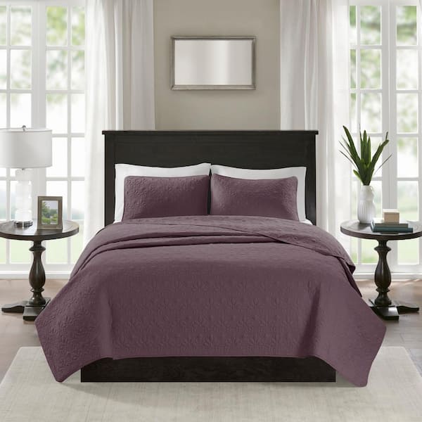 Madison Park Mansfield 3-Piece Purple Full/Queen Coverlet Set