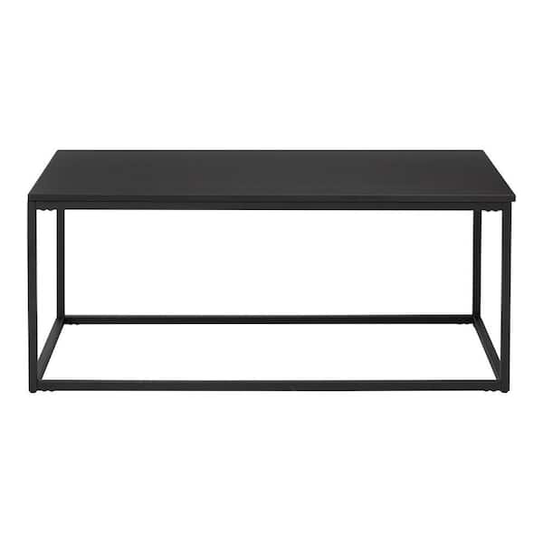 StyleWell Donnelly Black Rectangular Coffee Table with Black Wood Top