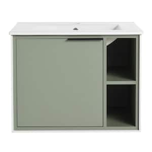 Anky 24 in. W x 18.3 in. D x 18.5 in. H Single Sink Bath Vanity in Green with White Ceramic Top