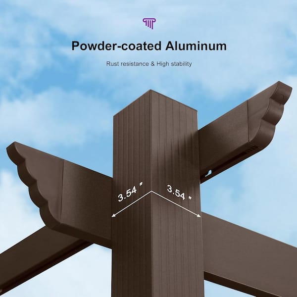 10 ft. x 10 ft. Bronze Aluminum Frame Morden Pergola with Beige Retractable Sun Shade Canopy and String Lights