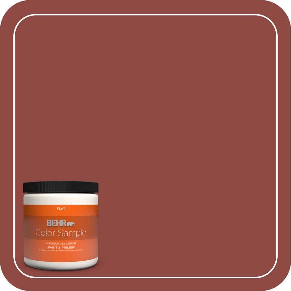 BEHR PREMIUM PLUS 8 oz. #PPH-72 Rusty Red Flat Interior/Exterior Paint ...