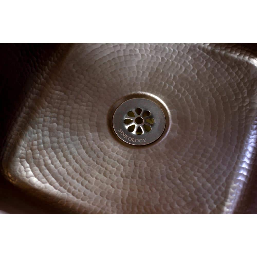 Aged Copper Brass Grid Sink Drain without Overflow