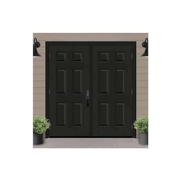 Regency 72 in. x 96 in. 6 Panel RHOS Onyx Stain Mahogany Fiberglass Double Prehung Front Door with 4-9/16 Jamb