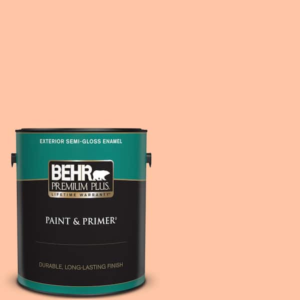 BEHR PREMIUM PLUS 1 gal. #240A-3 Bright Citrus Semi-Gloss Enamel Exterior Paint & Primer