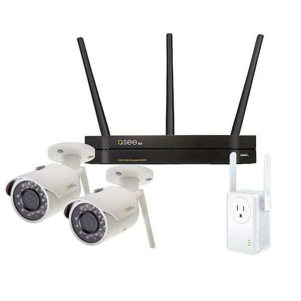 Q-SEE 4-Channel 3MP 1TB Wi-Fi Surveillance NVR with 2 Wi-Fi IP Pro Cameras and Wi-Fi Extender