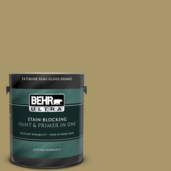 BEHR ULTRA 1 gal. #UL180-5 Eco Green Semi-Gloss Enamel Exterior Paint and Primer in One