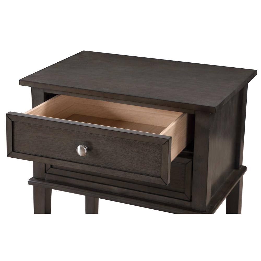 Newton Gray 2-Drawer Solid Wood Nightstand with Open Shelf