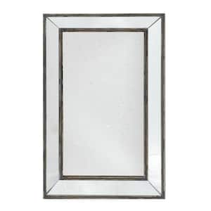 Large Rectangle Brown Silver Classic Mirror (43.3 in. H x 27.6 in. W)