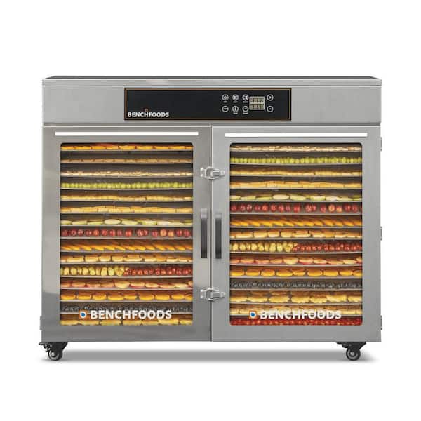 2-Zone 32 Tray Horizontal Digital Premium Stainless Steel Dehydrator With Glass Door