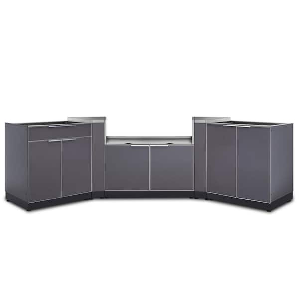 NewAge Products Slate Gray 5-Piece 168.25 in. W x 36.5 in. H x 24 in. D Outdoor Kitchen Cabinet Set