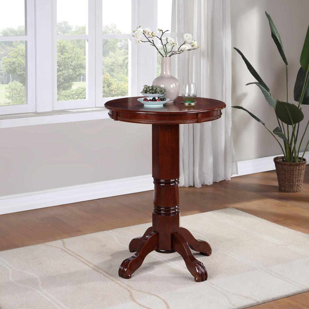 Elegant Round English Tudor Wood Pub Table, 42-Inch