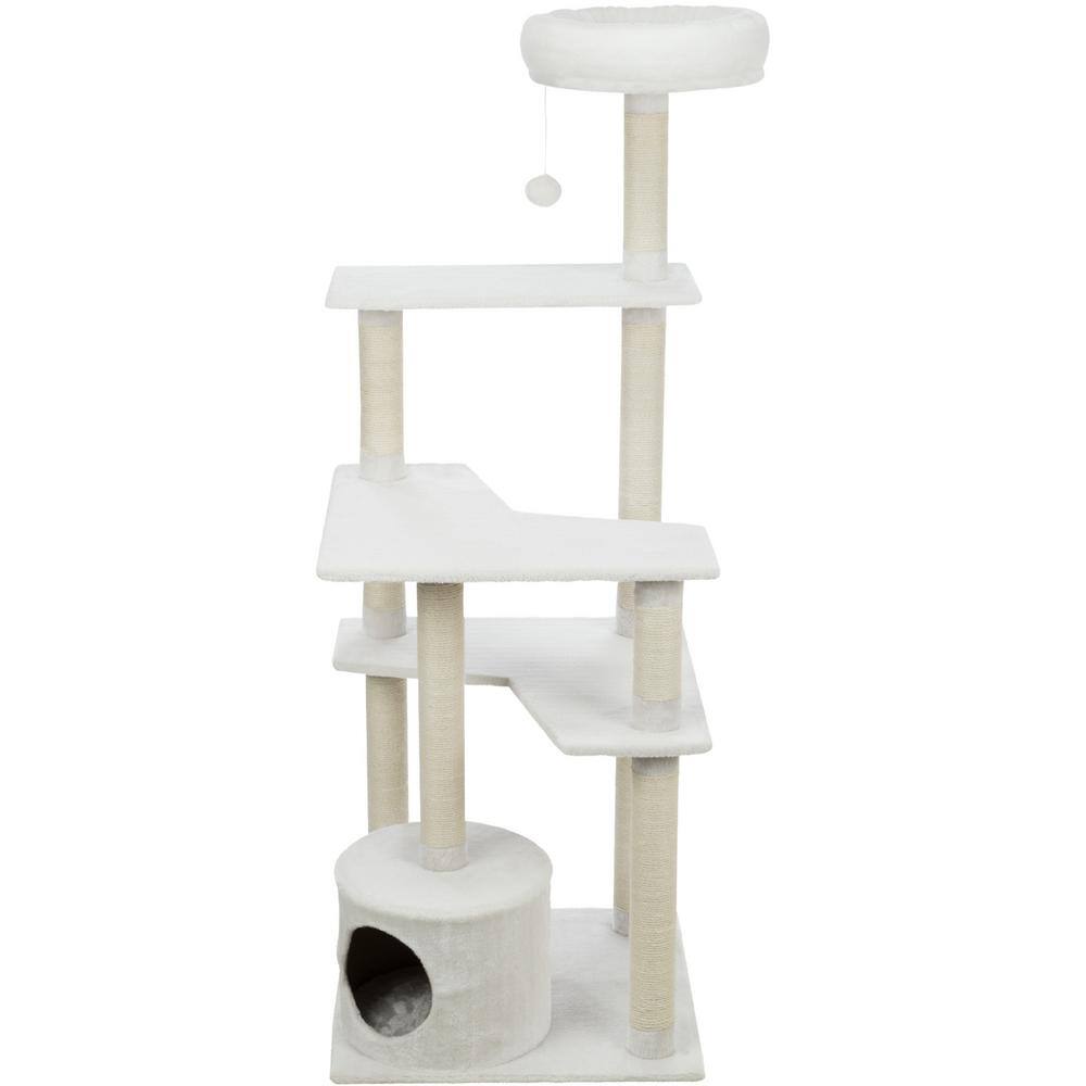 59" Cream Sisal and Wood Freestanding Cat Tree