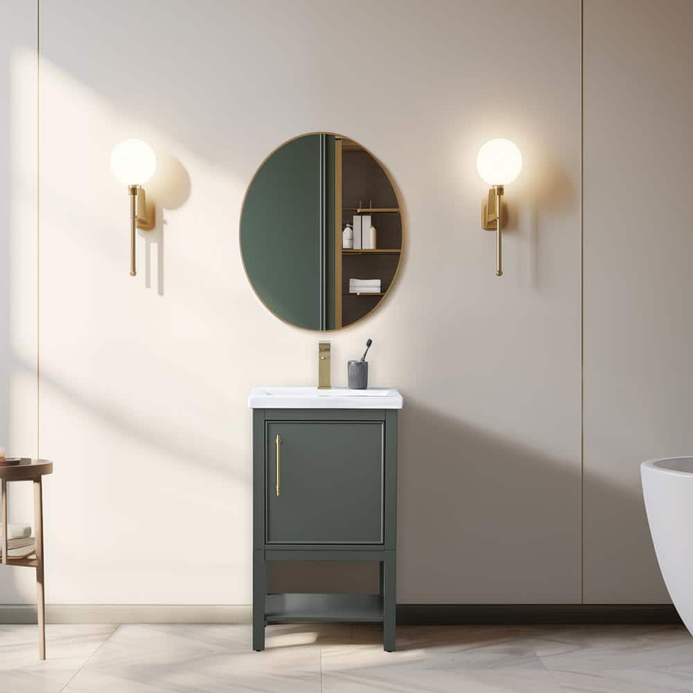 Taylor 20 in. W x 15 in. D x 34 in. H Bath Vanity in Vintage Green with Ceramic Vanity Top in White with White Sink price history on PriceWatchPro