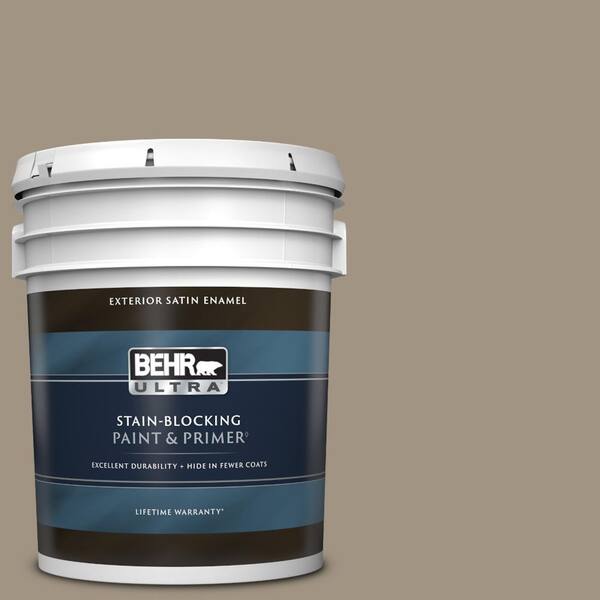 BEHR ULTRA 5 gal. #PPU7-23 Rolling Pebble Satin Enamel Exterior Paint & Primer