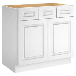 Newport 36-in W X 21-in D X 34.5-in H in Raised PanelWhite Plywood Ready to Assemble Floor Vanity Base Kitchen Cabinet