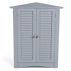 22 in. W x 14.5 in. D x 31.5 in. H Gray Corner Storage Linen Cabinet Freestanding Floor Cabinet Bathroom