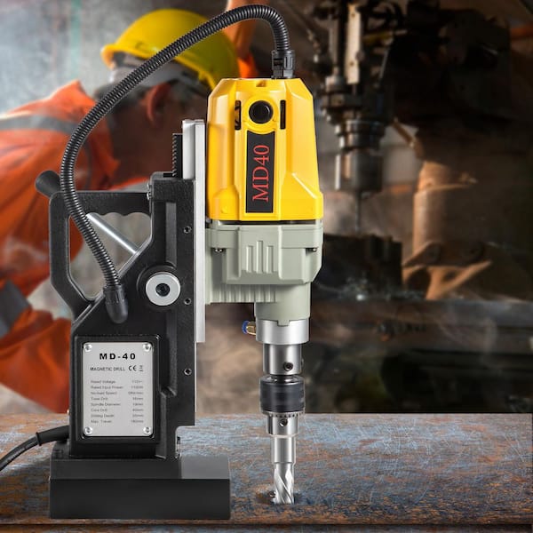 Magnetic Drill, 2697 lbs. /12000N Portable Electric Mag Drill Press with 7 Bits, 1100W 1.57\ in. Boring Diameter