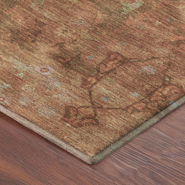 Mayfield Premium Machine Washable Abstract AMF2299 Terracotta 5 ft. x 7 ft. 6 in. Area Rug