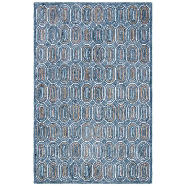 Metro Blue/Yellow 8 ft. x 10 ft. Geometric Solid Color Area Rug