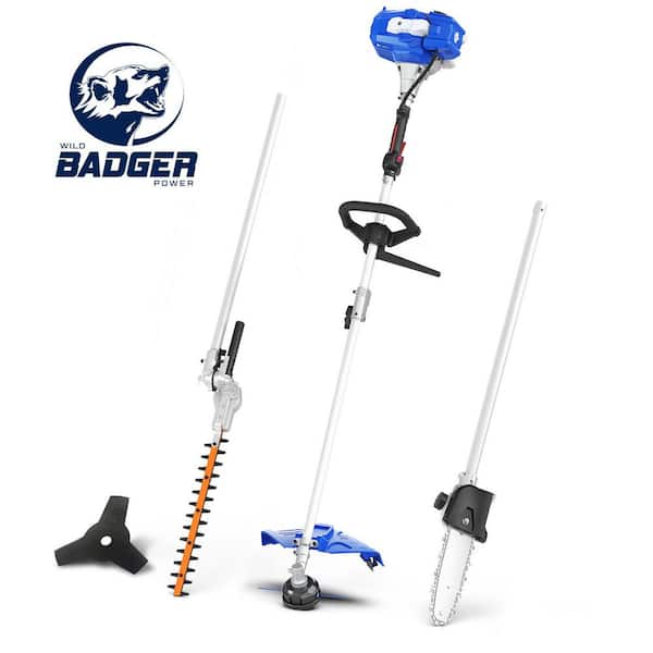 WILD BADGER POWER 26 cc 2-Stroke Gas String Trimmer Full Crank 4-in-1 Multi-Function with Pole Saw Attachment