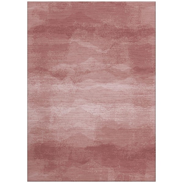 Walls Republic Pink Dust Machine Washable Red Sea Waves Modern Living Room 6 ft. 7 in.  x 9 ft. 8 in. Rectangle Polyester Area Rug