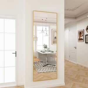 21 in. W x 64 in. H Rectangular Gold Aluminum Alloy Framed Full Length Mirror Standing Floor Mirror