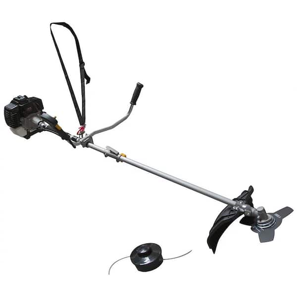 Power King 17 in. 43 cc Gas Straight Shaft String Trimmer Combo Kit with 10 in. Brush Cutter Blade and Shoulder Strap
