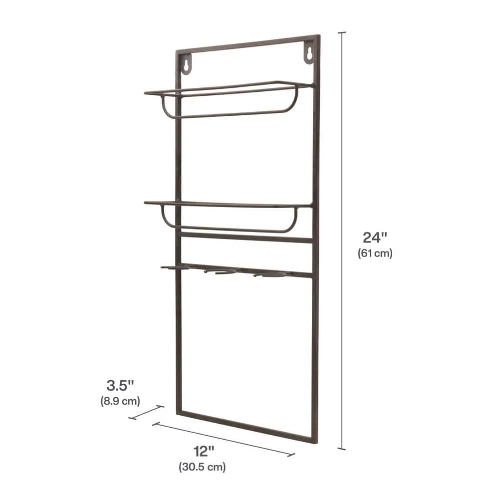 Black 24x12 Inch Industrial Metal Wine Rack
