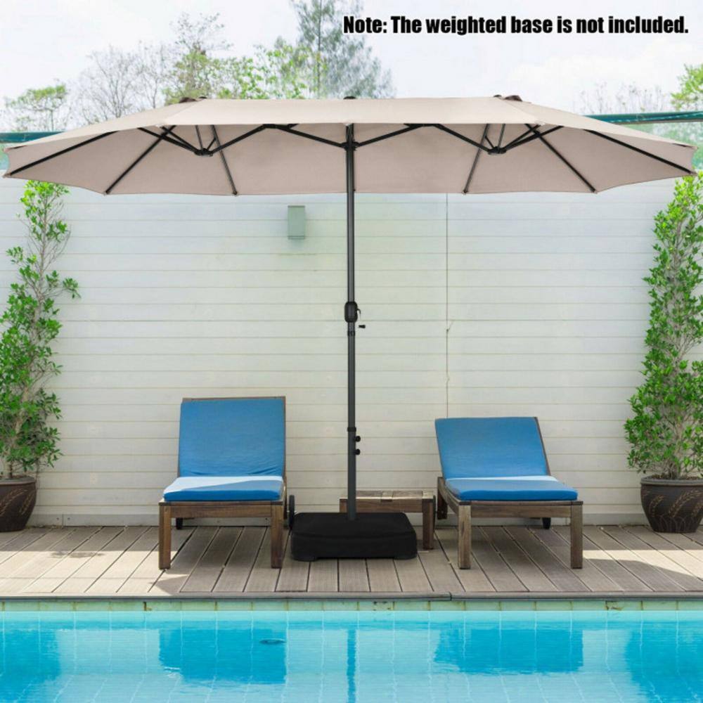 Beige 15FT Double-Sided Patio Umbrella with Metal Pole
