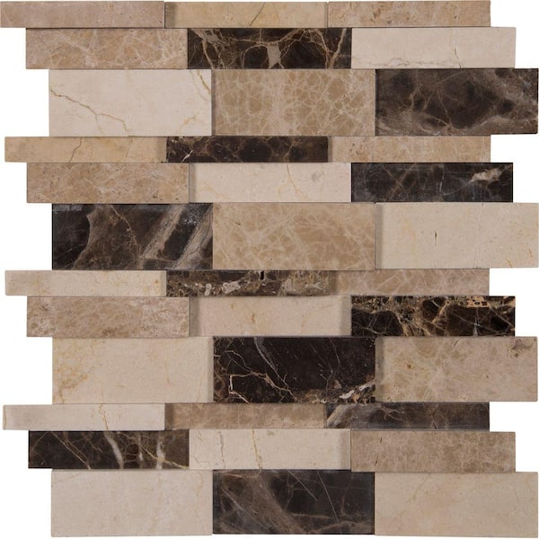 MSI Asteria Blend 3D 12 in. x 12 in. x 10 mm Polished Marble Mosaic Tile (1 sq. ft.)