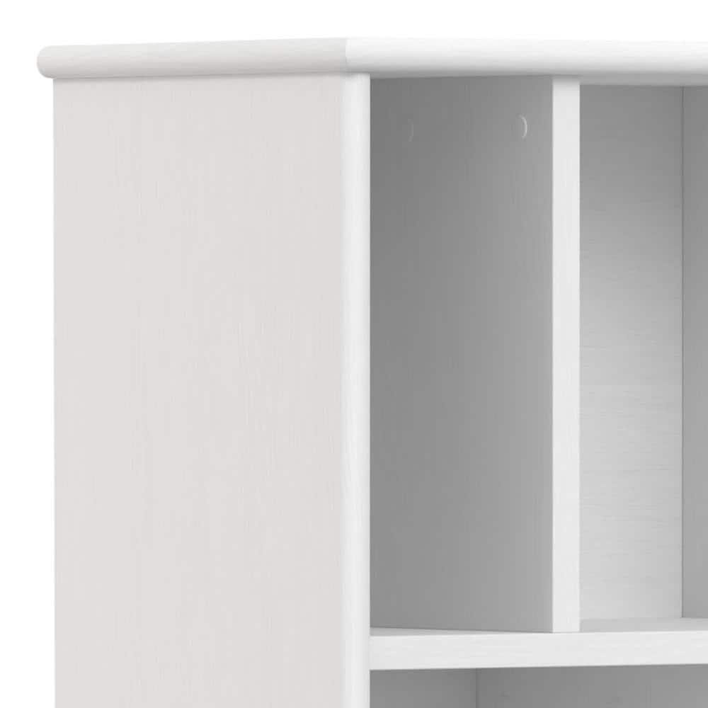 White Solid Hardwood Mid-Century Modern Bookcase with Storage Drawer