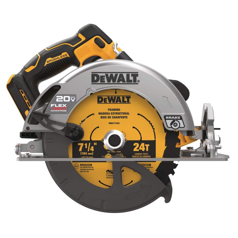 DEWALT 20V MAX Cordless Brushless 7-1/4 in. Sidewinder Style Circular Saw  with FLEXVOLT ADVANTAGE (Tool Only) DCS573B The Home Depot