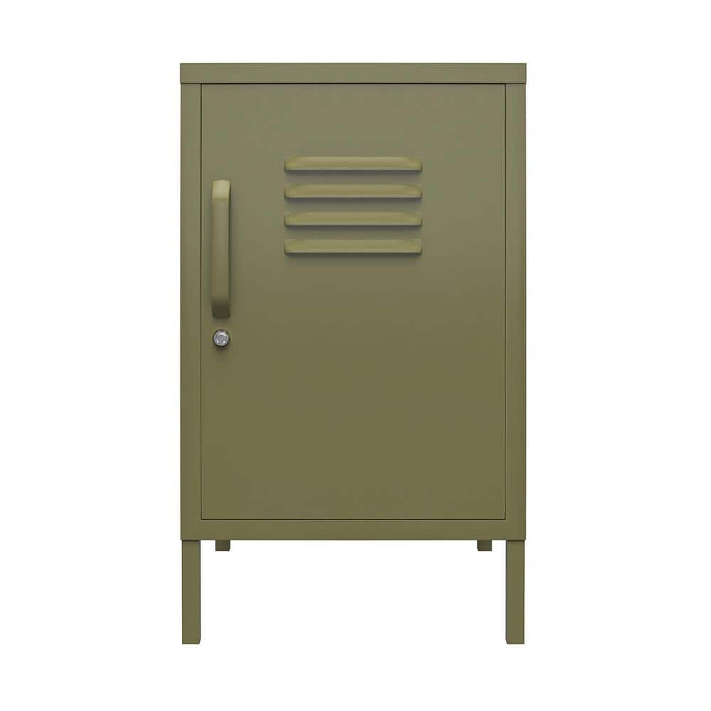 Bonanza 14.96 in. W. Olive Metal Locker End Table with Door and 2-Shelves
