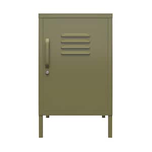 Bonanza 14.96 in. W. Olive Metal Locker End Table with Door and 2-Shelves